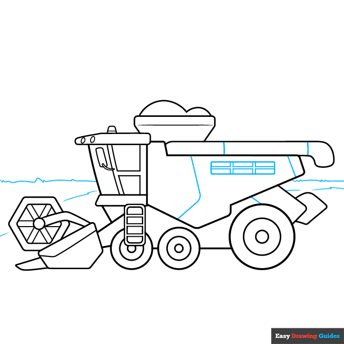 Combine Harvester step-by-step drawing tutorial: step 8