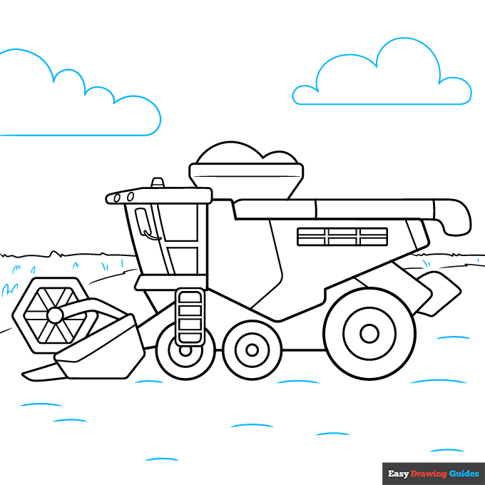 Combine Harvester step-by-step drawing tutorial: step 9