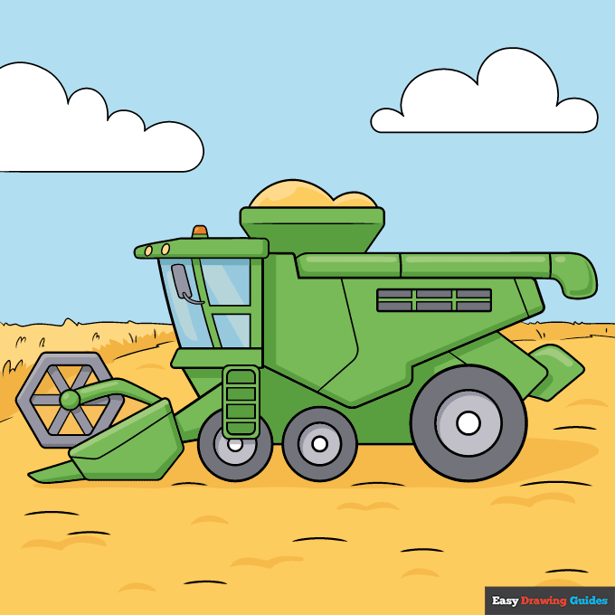 Combine Harvester step-by-step drawing tutorial: step 11
