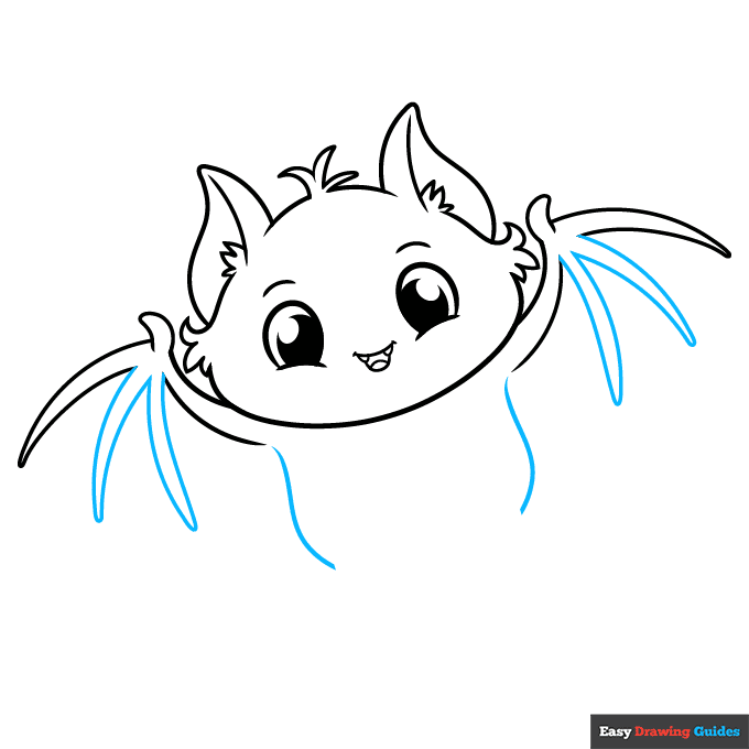 Cute Bat step-by-step drawing tutorial: step 6