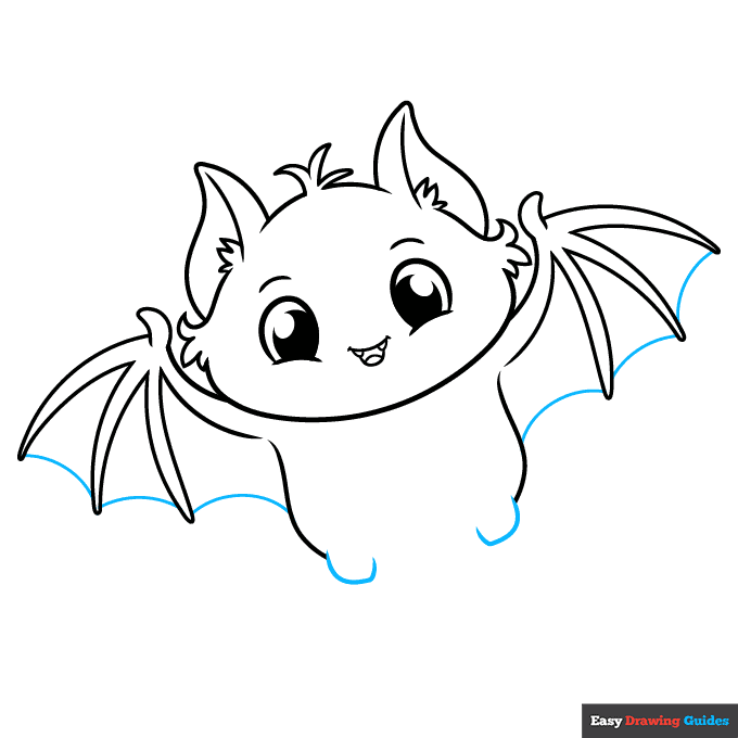 Cute Bat step-by-step drawing tutorial: step 7