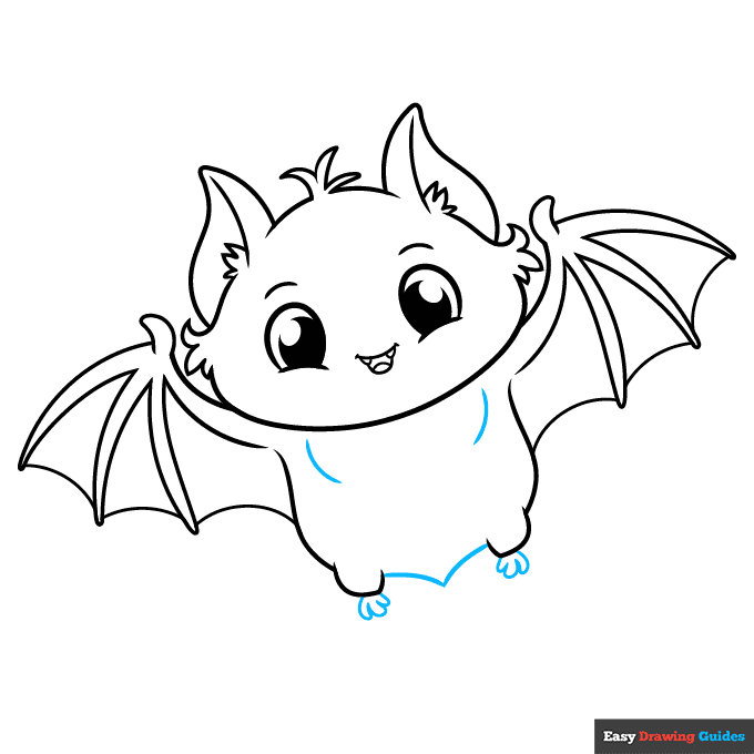 Cute Bat step-by-step drawing tutorial: step 8