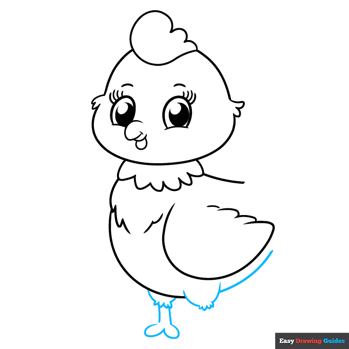 Cute Chicken step-by-step drawing tutorial: step 6
