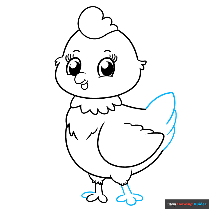 Cute Chicken step-by-step drawing tutorial: step 7