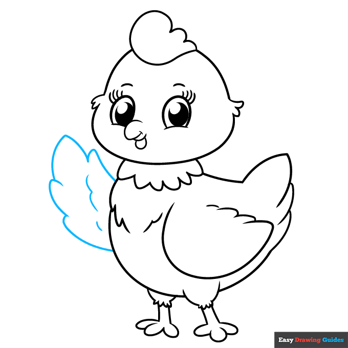 Cute Chicken step-by-step drawing tutorial: step 8
