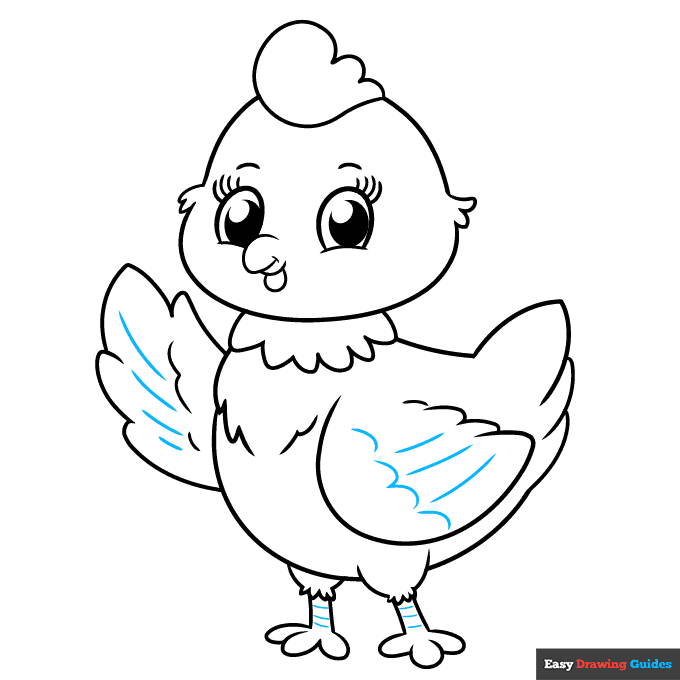 Cute Chicken step-by-step drawing tutorial: step 9