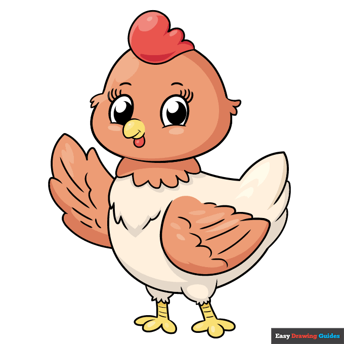 Cute Chicken step-by-step drawing tutorial: step 11
