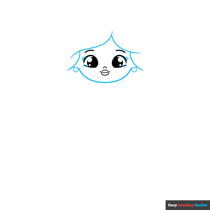 Cute Girl step-by-step drawing tutorial: step 2