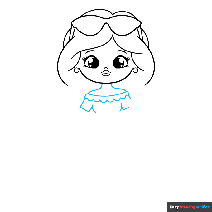 Cute Girl step-by-step drawing tutorial: step 4