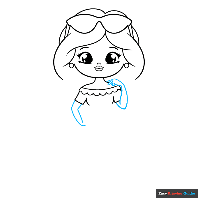 Cute Girl step-by-step drawing tutorial: step 5