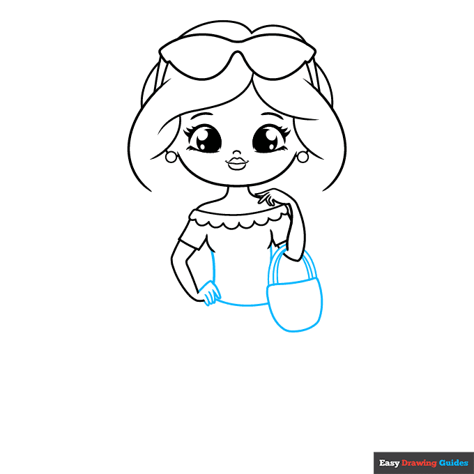 Cute Girl step-by-step drawing tutorial: step 6