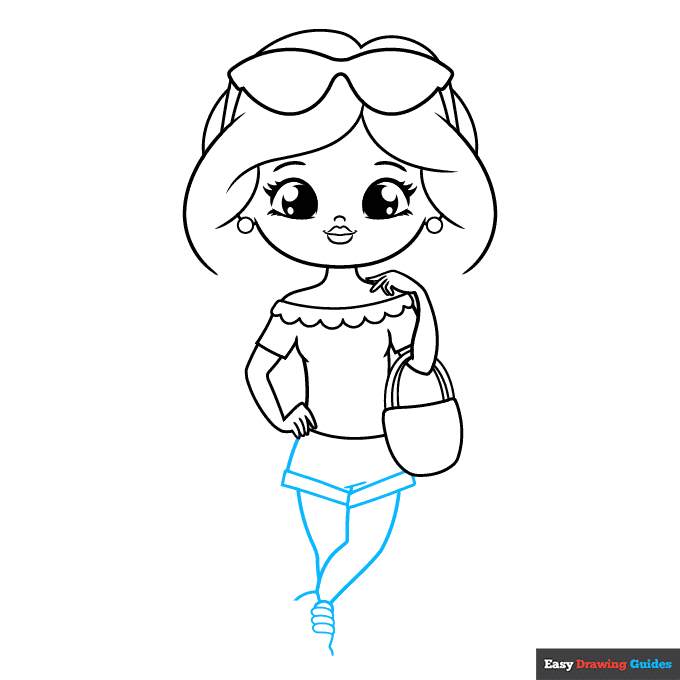 Cute Girl step-by-step drawing tutorial: step 7