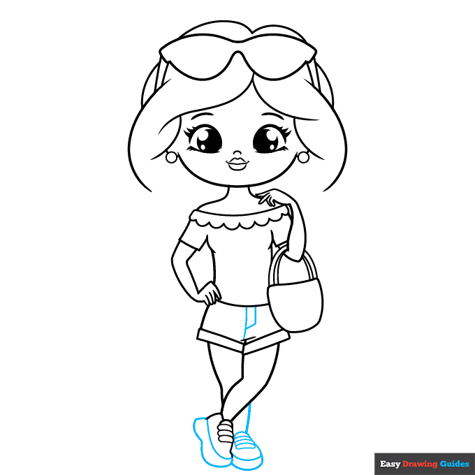 Cute Girl step-by-step drawing tutorial: step 8