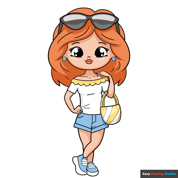 Cute Girl step-by-step drawing tutorial: step 11