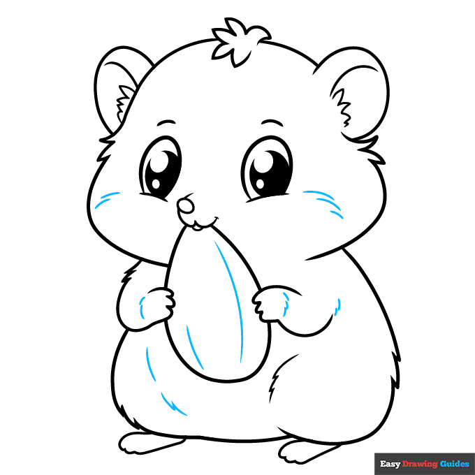 Cute Hamster step-by-step drawing tutorial: step 9