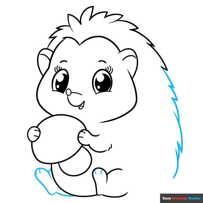 Cute Hedgehog step-by-step drawing tutorial: step 6