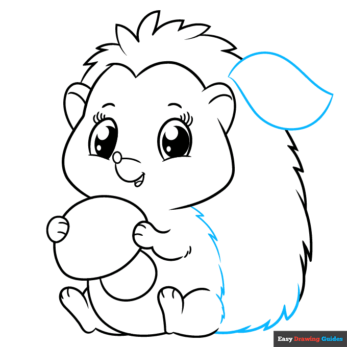 Cute Hedgehog step-by-step drawing tutorial: step 7
