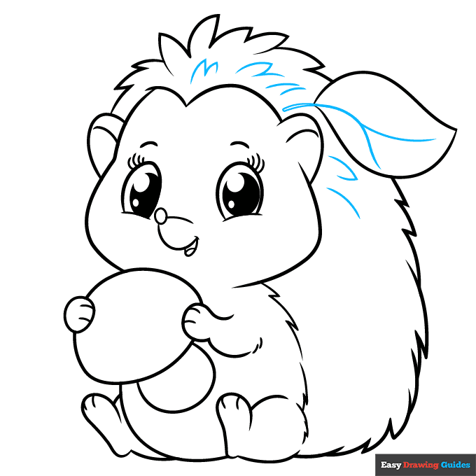 Cute Hedgehog step-by-step drawing tutorial: step 8