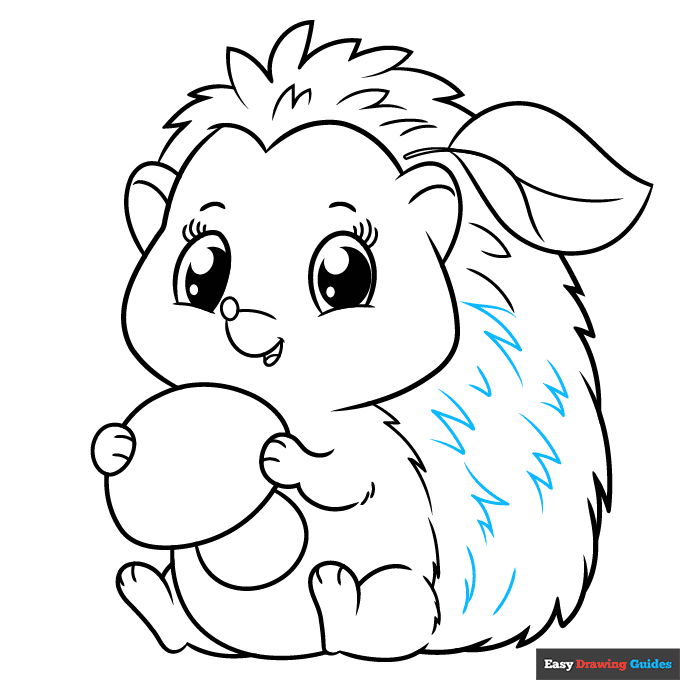 Cute Hedgehog step-by-step drawing tutorial: step 9