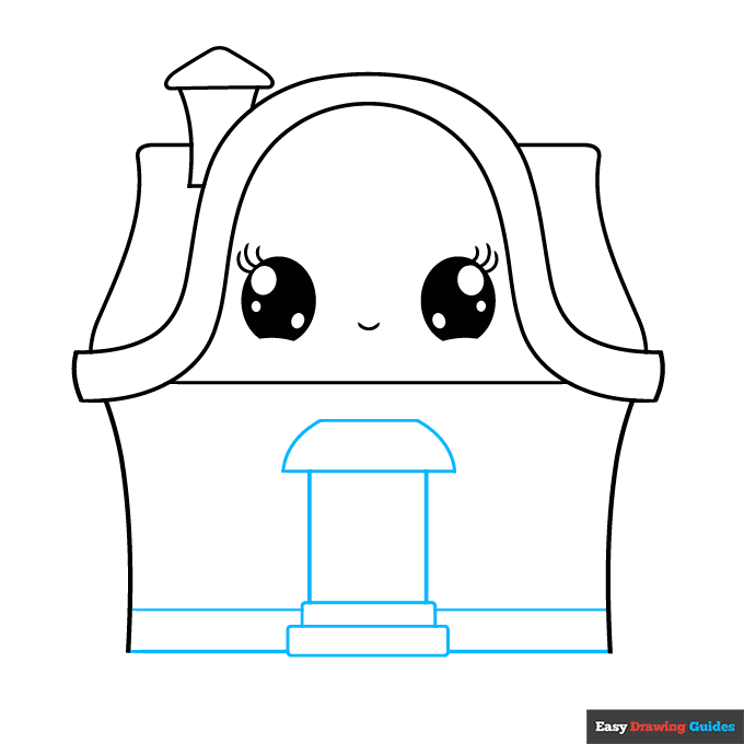 Cute House step-by-step drawing tutorial: step 4