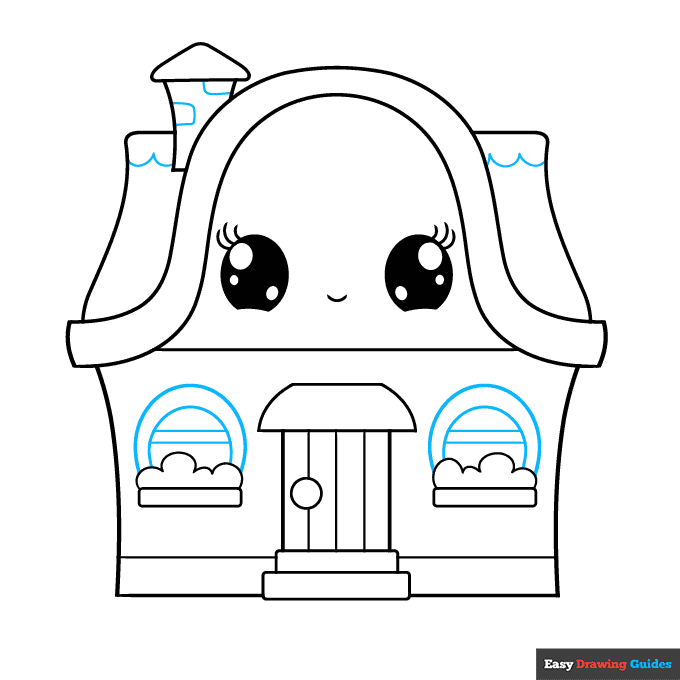 Cute House step-by-step drawing tutorial: step 6