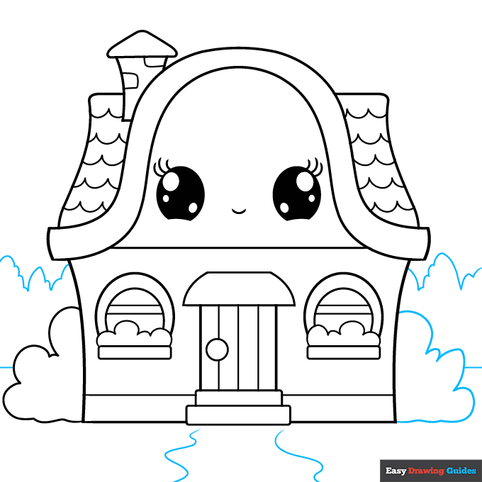 Cute House step-by-step drawing tutorial: step 8