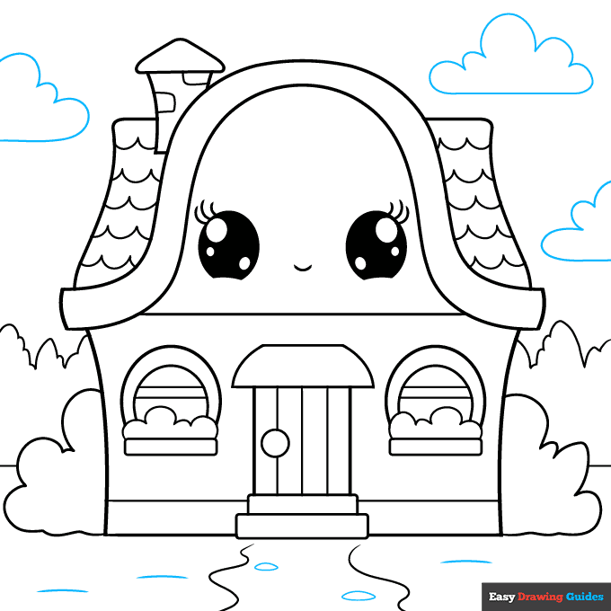 Cute House step-by-step drawing tutorial: step 9