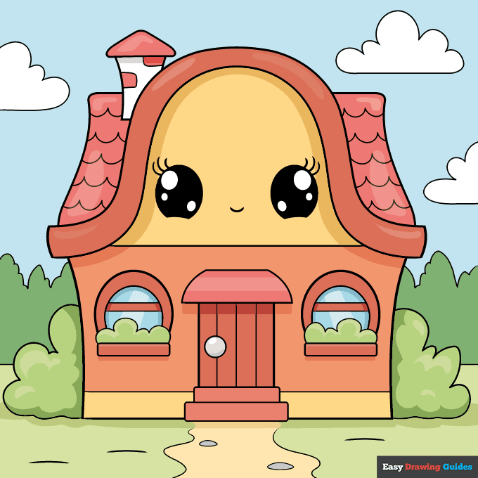 Cute House step-by-step drawing tutorial: step 11