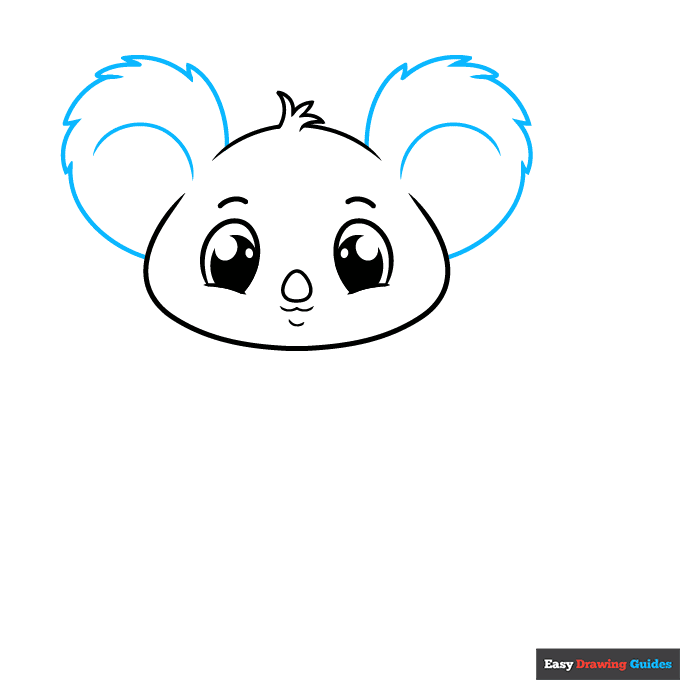 Cute Koala step-by-step drawing tutorial: step 3