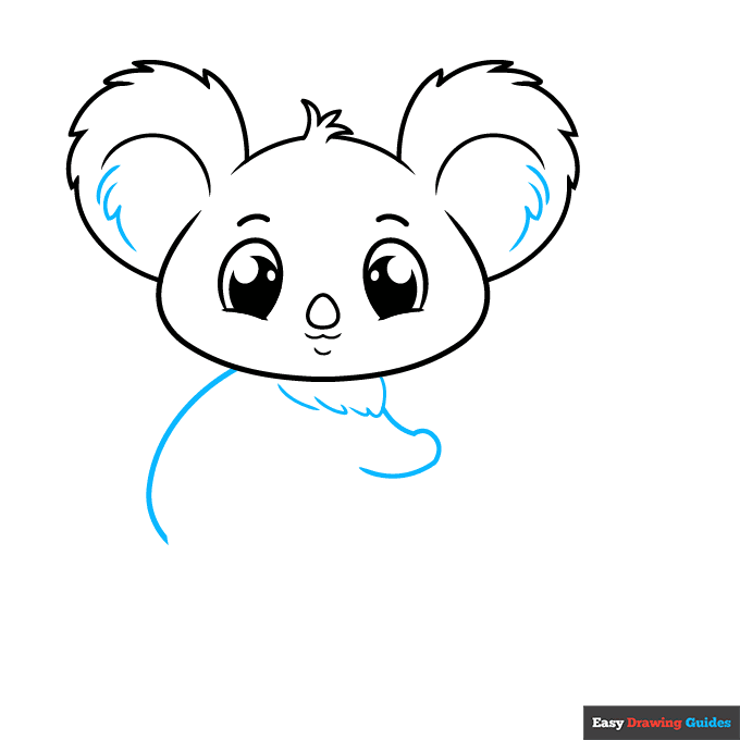 Cute Koala step-by-step drawing tutorial: step 4
