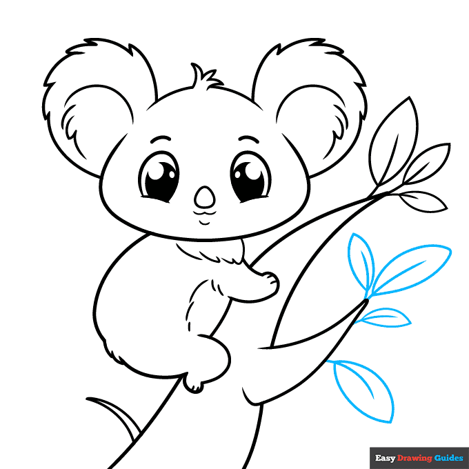 Cute Koala step-by-step drawing tutorial: step 8