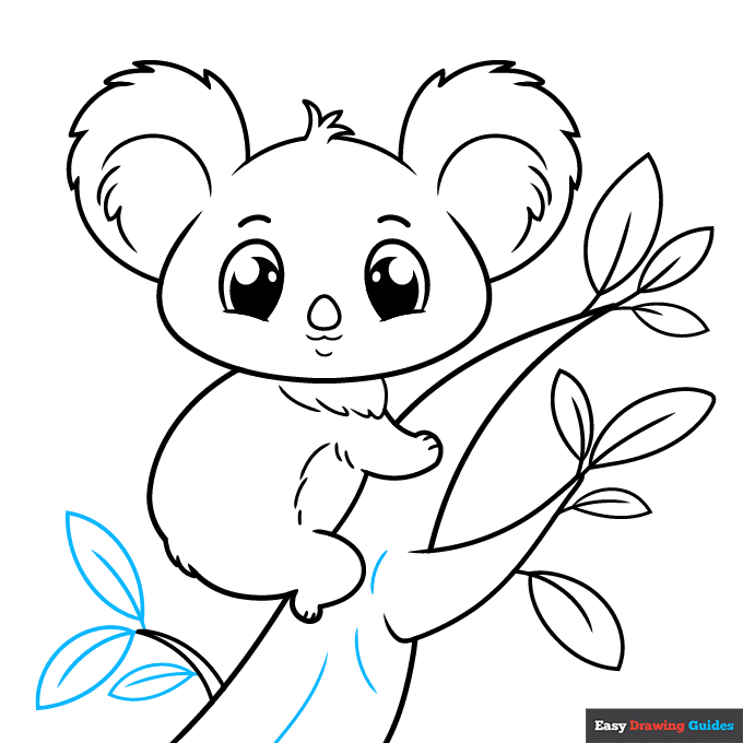 Cute Koala step-by-step drawing tutorial: step 9