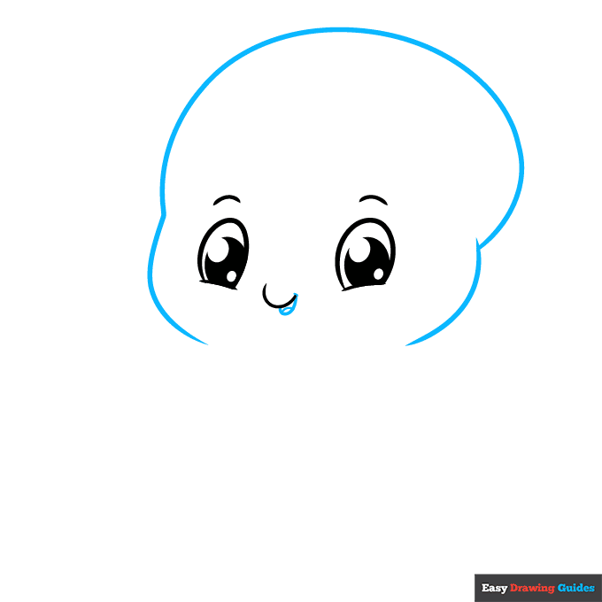 Cute Octopus step-by-step drawing tutorial: step 3