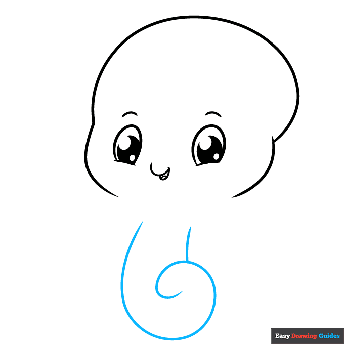 Cute Octopus step-by-step drawing tutorial: step 4
