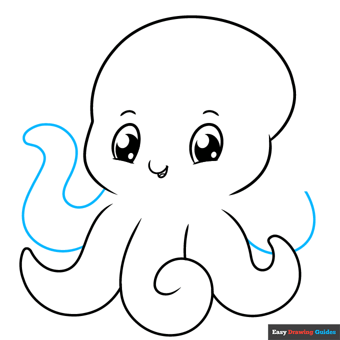 Cute Octopus step-by-step drawing tutorial: step 6