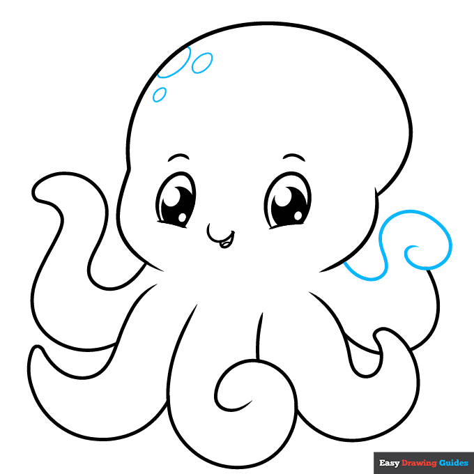 Cute Octopus step-by-step drawing tutorial: step 7