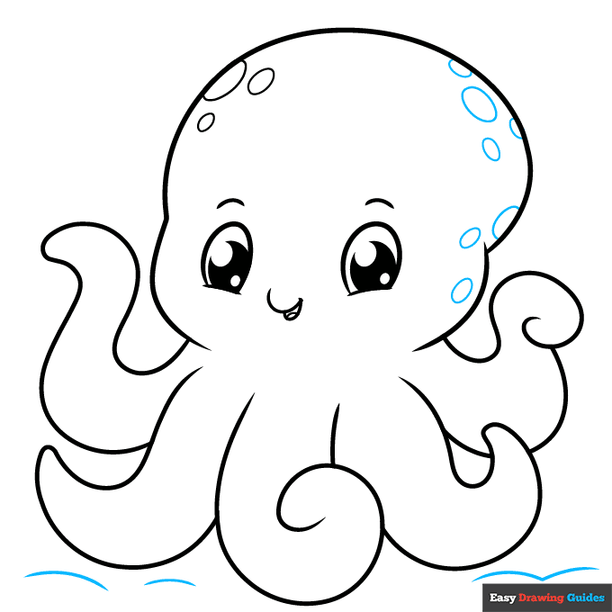 Cute Octopus step-by-step drawing tutorial: step 8