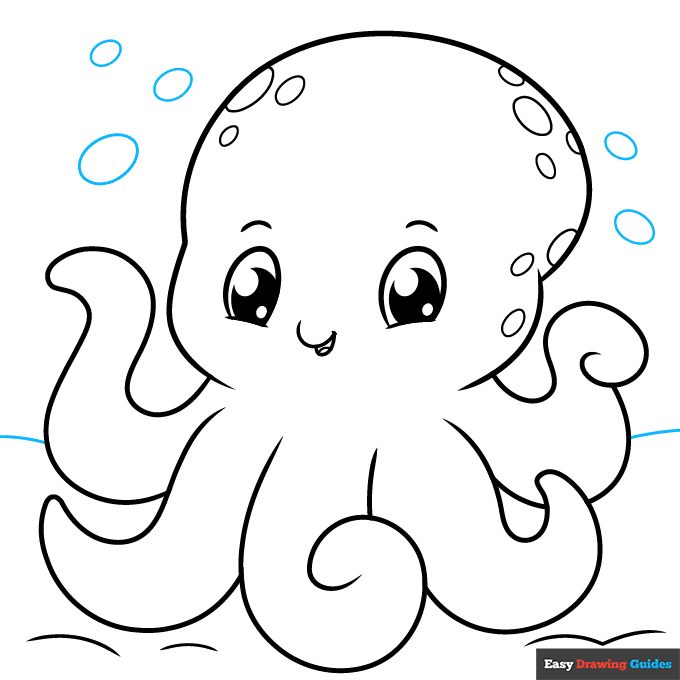 Cute Octopus step-by-step drawing tutorial: step 9