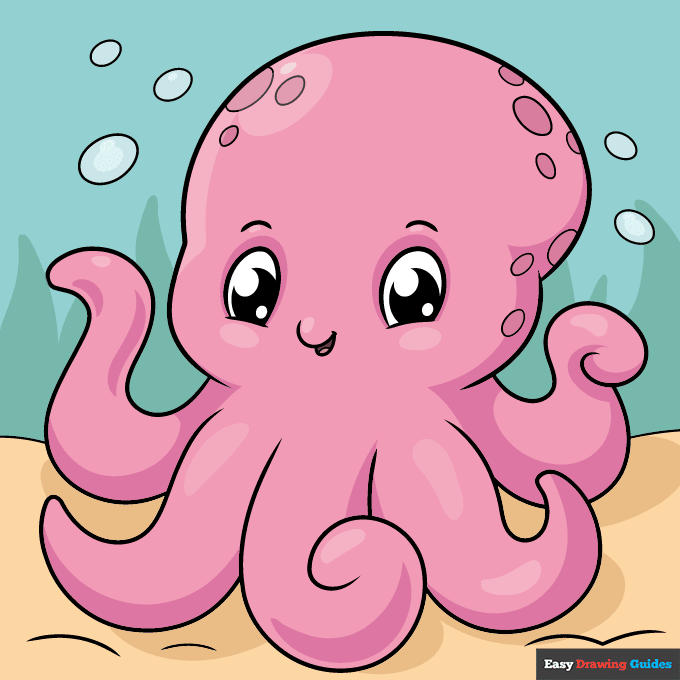 Cute Octopus step-by-step drawing tutorial: step 11