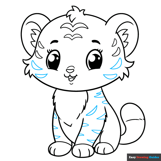 Cute Tiger step-by-step drawing tutorial: step 8