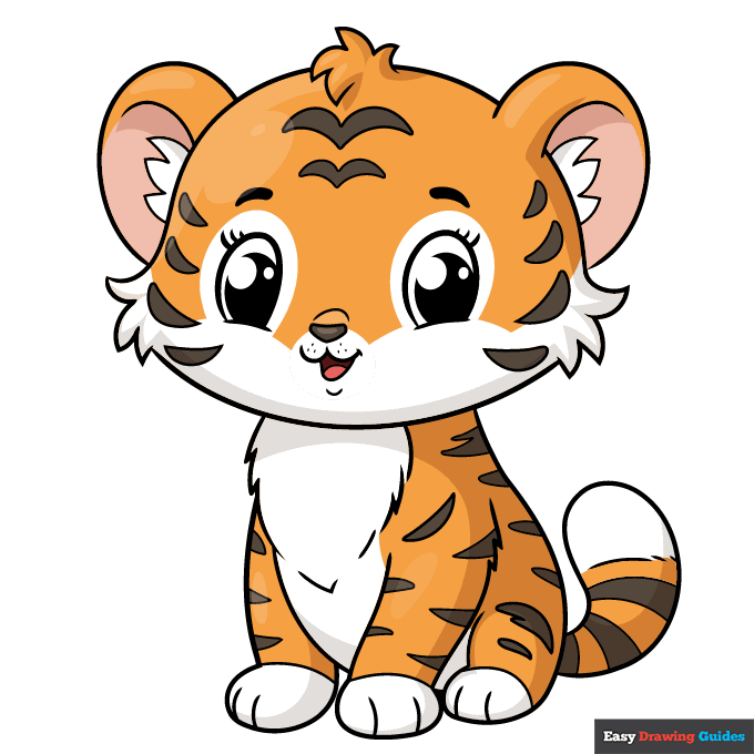 Cute Tiger step-by-step drawing tutorial: step 11