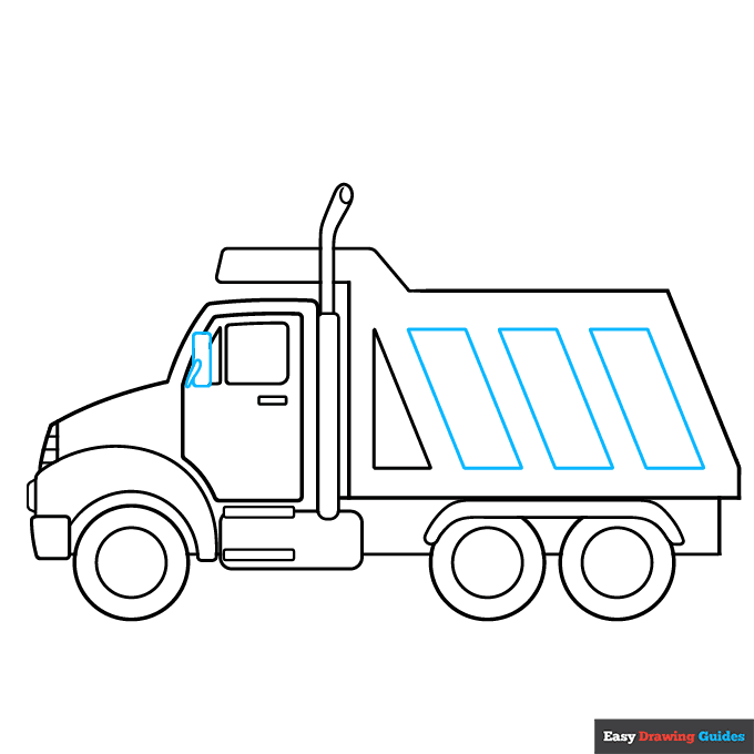 Dump Truck step-by-step drawing tutorial: step 7