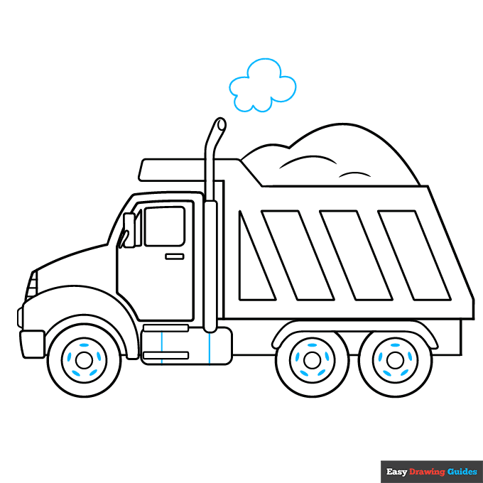 Dump Truck step-by-step drawing tutorial: step 9