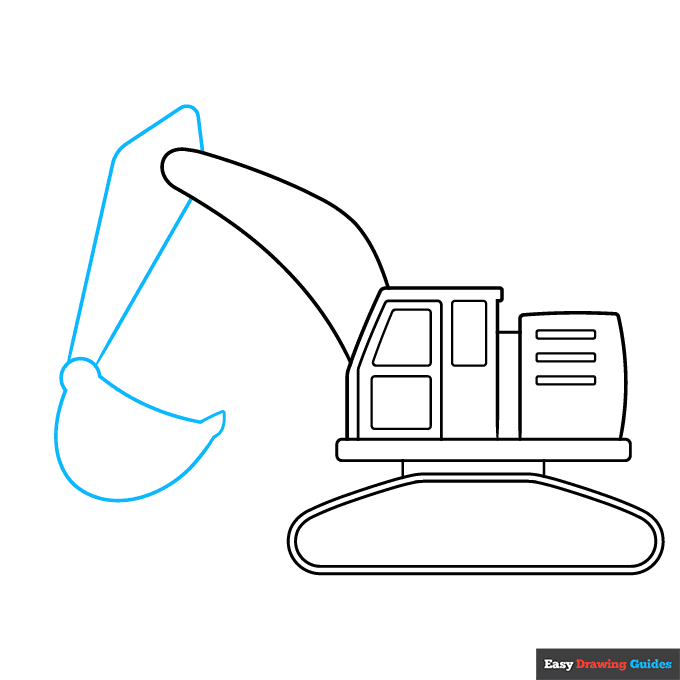 Excavator step-by-step drawing tutorial: step 4