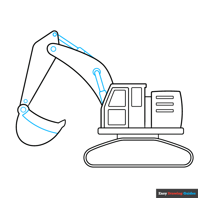 Excavator step-by-step drawing tutorial: step 5