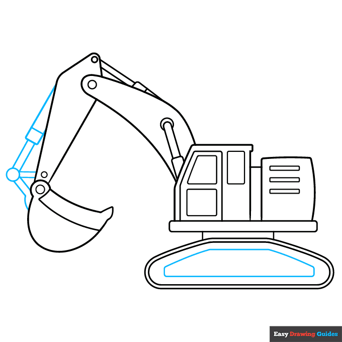 Excavator step-by-step drawing tutorial: step 6