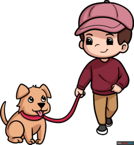 How to Draw a Boy Walking the Dog Featured Image