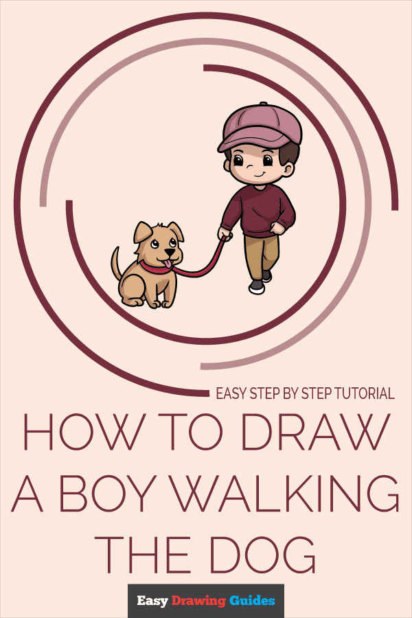 How to Draw a Boy Walking the Dog Pinterest Image