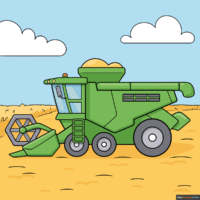 How to Draw a Combine Harvester