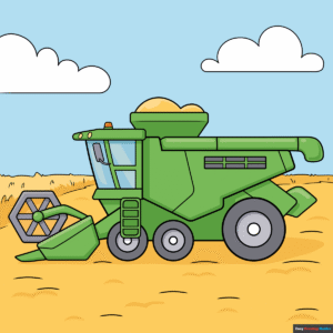 How to Draw a Combine Harvester Featured Image